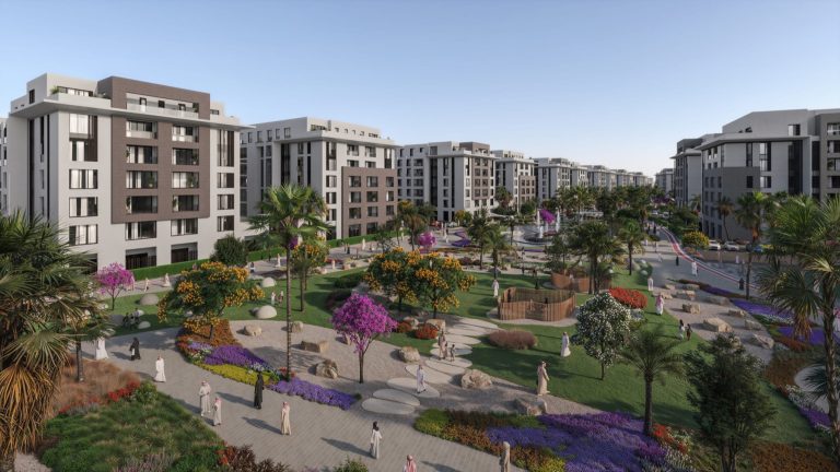 Open green spaces and walking paths at Al Alyaa, Knowledge Economic City