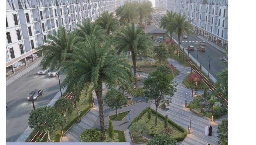 Landscaped boulevard and park at Majdiah