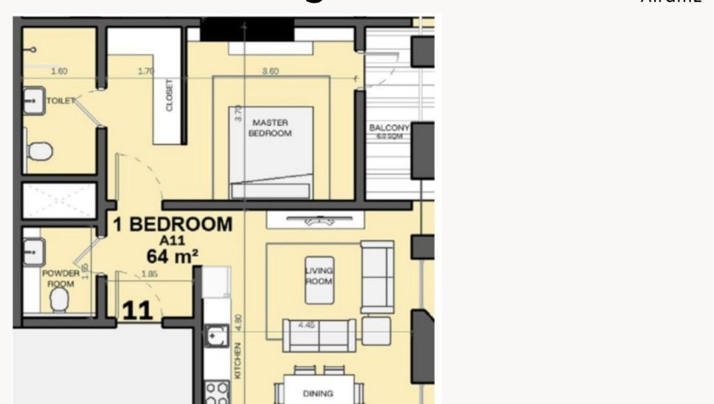 Floor plan, Masar Corner 1 bedroom 70 sqm apartment for sale in Makkah