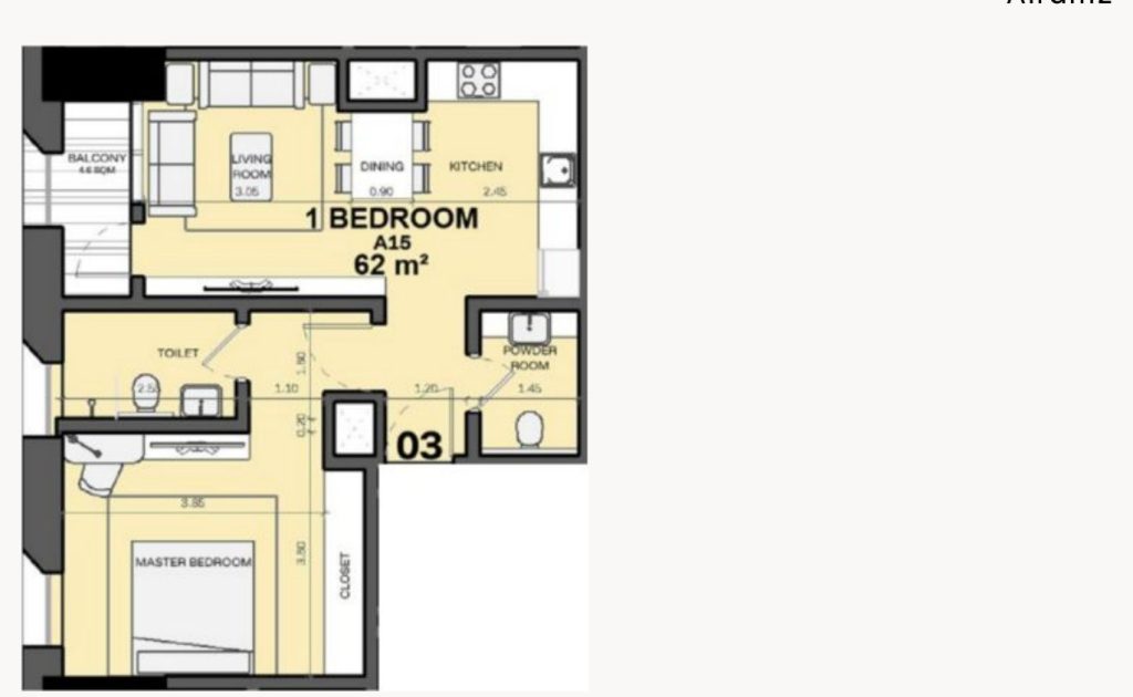 Floor plan, Masar Corner &mdash; 1 Bedroom Apartment &mdash; for sale in Makkah