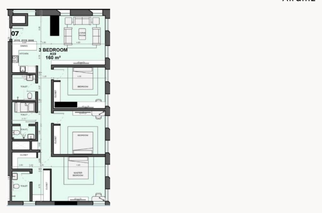 Floor plan, Masar Corner &mdash; 3 Bedroom Apartment &mdash; for sale in Makkah