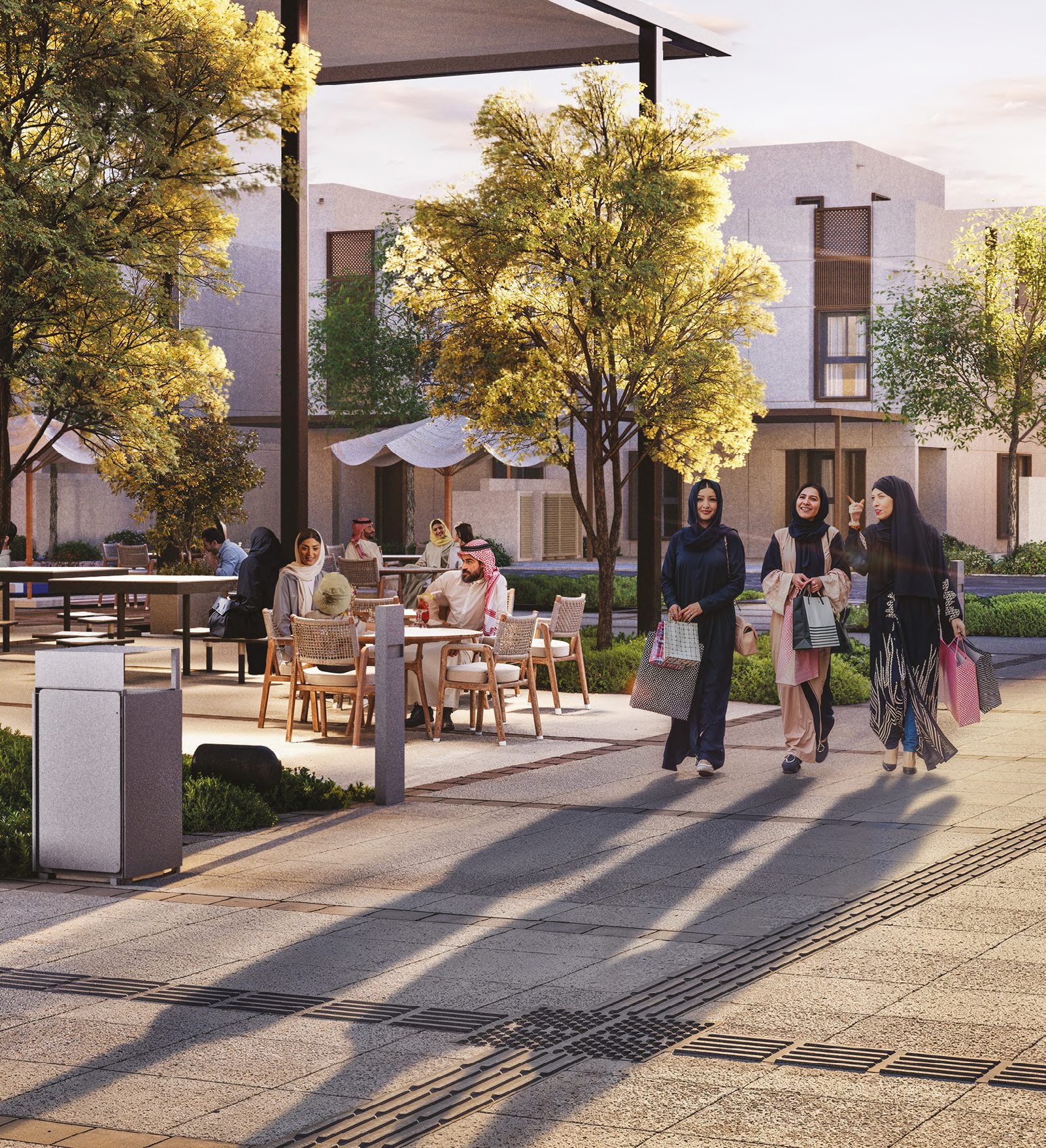 Tree-lined, pedestrian-friendly streets