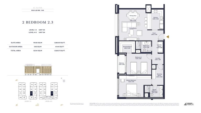 Floor plan — 2 Bed, Model 2.3, Al Alyaa