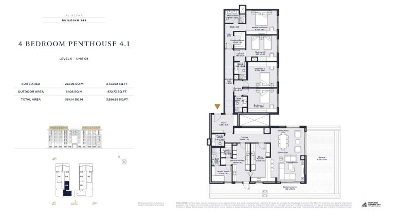 Floor plan — 4 Bed Penthouse, Model 4.1, Al Alyaa
