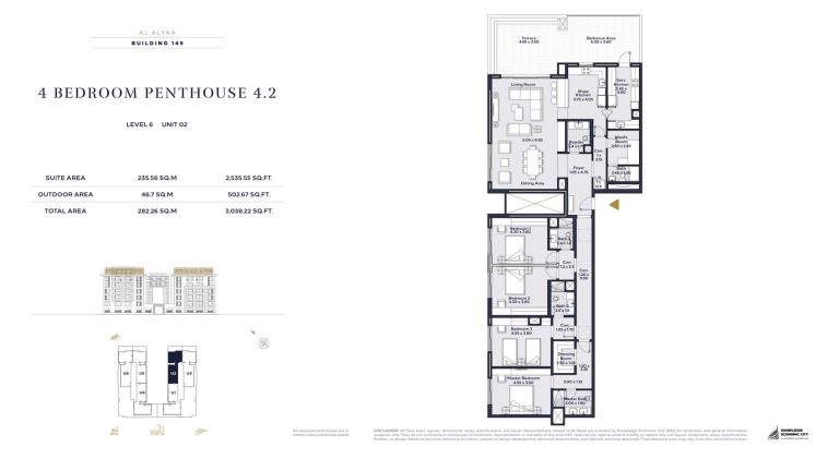 Floor plan — 4 Bed Penthouse, Model 4.2, Al Alyaa
