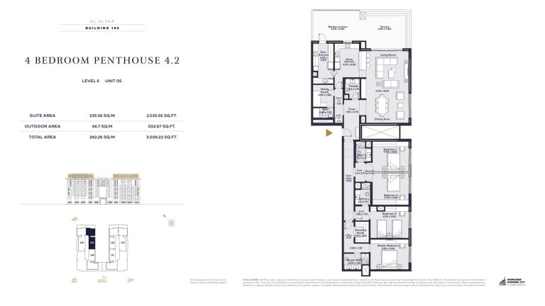 Floor plan — 4 Bed Penthouse, Model 4.2, Al Alyaa