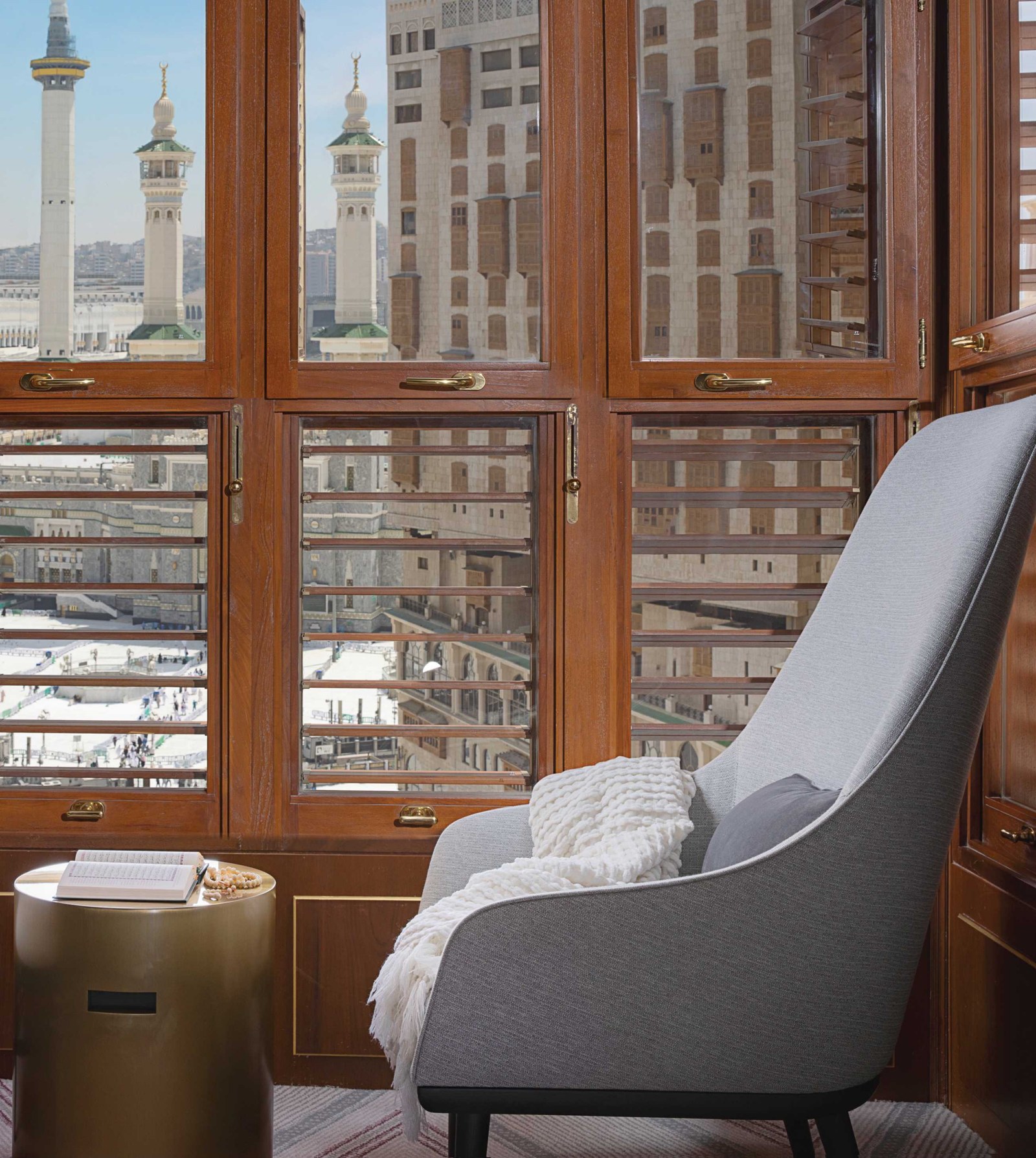 Jumeirah Jabal Omar Makkah &mdash; Sitting area framed by hand-crafted wooden shutters