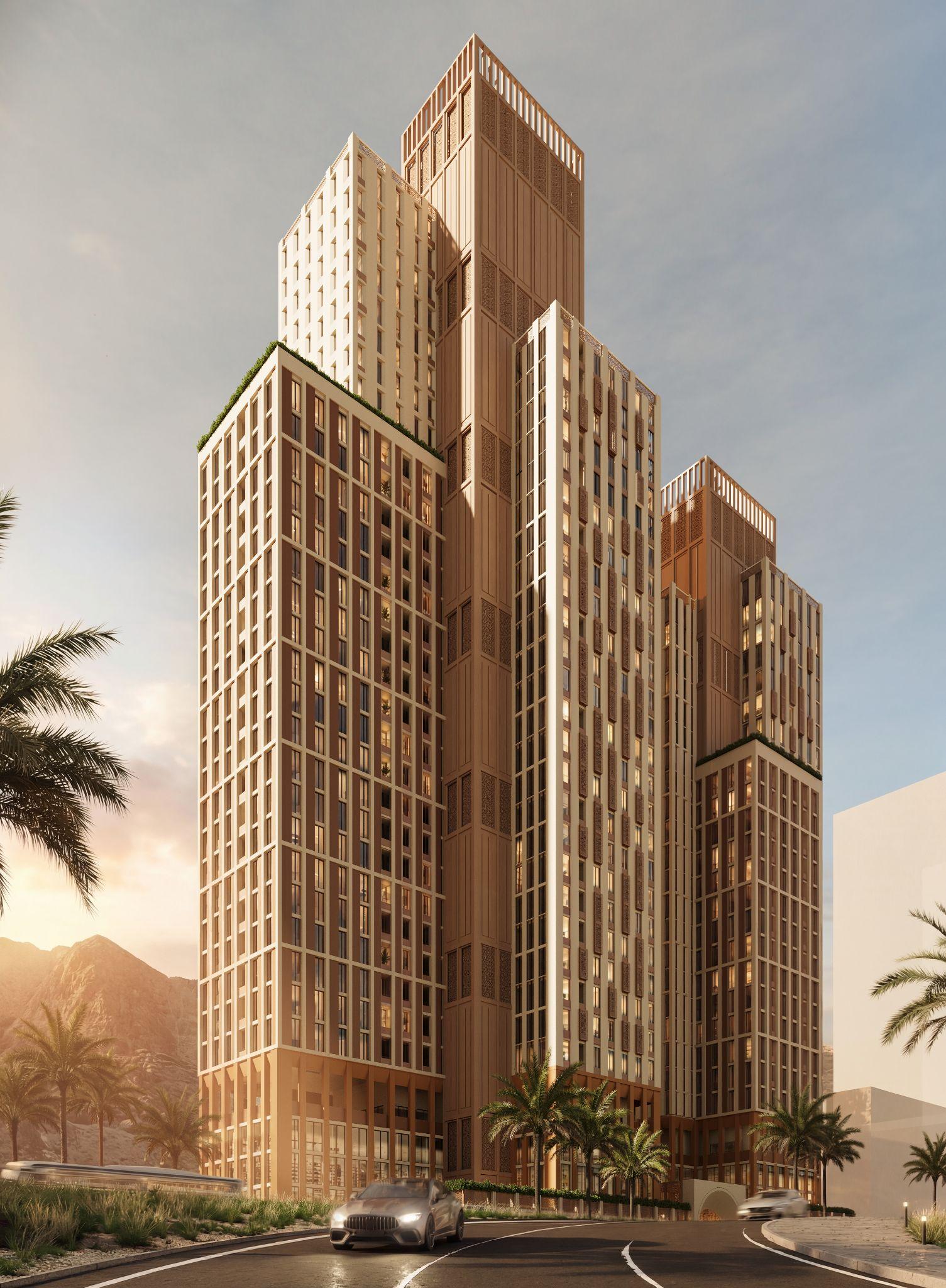 Masar Corner twin residential towers by Alramz in Masar, Makkah